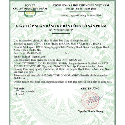 Giấy đăng ký công bố sản phẩm Đỉnh Xuân