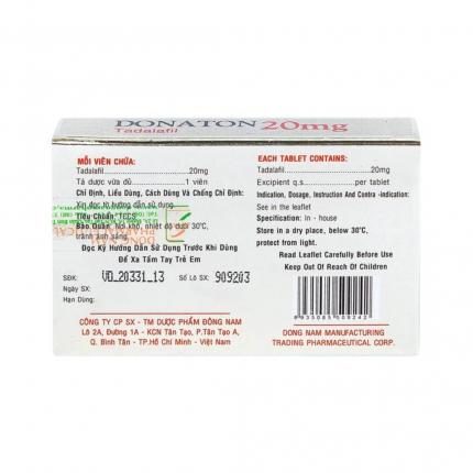 Donaton 20mg - Điều trị rối loạn cương dương ở nam giới