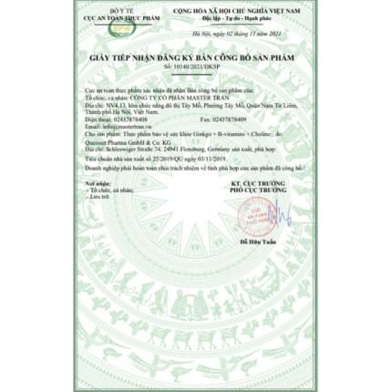 Doppelherz Ginkgo + B-vitamins + Choline - Cải thiện trí nhớ
