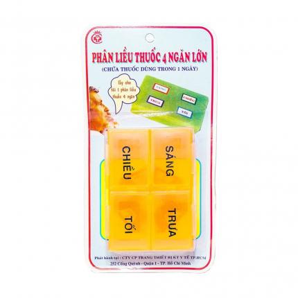 Dụng cụ phân liều thuốc 4 ngăn lớn chứa thuốc dùng trong một ngày