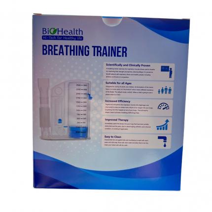 Mặt sau hộp Dụng cụ tập thở BioHealth VIS-01