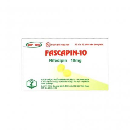 Fascapin-10 - Dự phòng cơn đau thắt ngực, điều trị tăng huyết áp