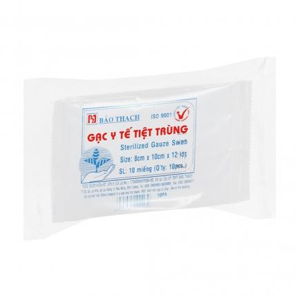 Gạc y tế tiệt trùng Bảo Thạch 8cm x 10cm x 12 lớp túi 10 miếng