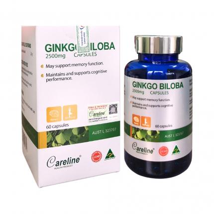 Ginkgo Biloba Careline 2500mg - Bổ não, tăng cường tuần hoàn não (60 viên)