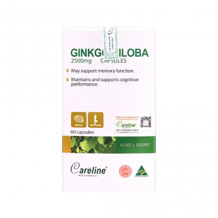 Ginkgo Biloba Careline 2500mg - Bổ não, tăng cường tuần hoàn não (60 viên)