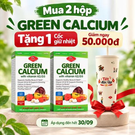 Green Calcium (100 viên) - Bổ sung Canxi hữu cơ giúp xương răng chắc khỏe