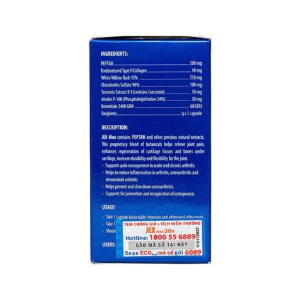 Viên uống Jex Max Ecogreen hỗ trợ giảm đau xương khớp cấp tính và mãn tính