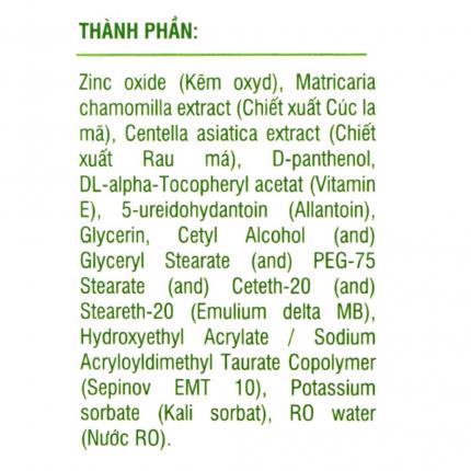 Thành phần của Kem bôi da trẻ em Ích Nhi