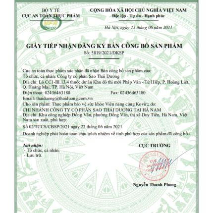 Giấy đăng ký công bố sản phẩm Kovir