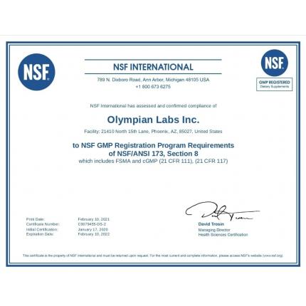 Chứng Nhận NSF Về TPCN đạt Chuẩn Quốc Tế Của Olympian Labs