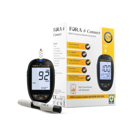Máy đo 6 chỉ số Fora 6 Connect - Giúp theo dõi đường huyết, mỡ máu, gout