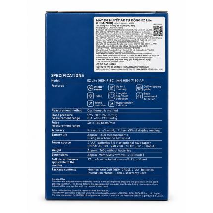 Máy đo Huyết áp Bắp Tay Omron EZ Lite HEM 7180 2