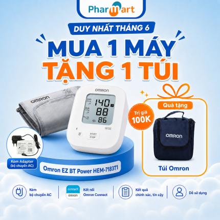 Máy đo huyết áp Omron EZ BT Power HEM-7183T1 - Kèm adaptor, có bluetooth, thay thế cho 7143T1