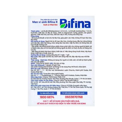 Men vi sinh Bifina R Health Aid bổ sung lợi khuẩn cho tiêu hóa, giảm rối loạn tiêu hóa, đại tràng