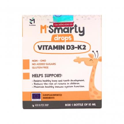 M'smarty drops vitamin D3-K2 - Hỗ trợ tăng chiều cao lọ 10ml