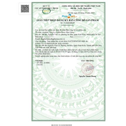 NattoEnzym 1000 DHG 20 Viên CTCP Dược Hậu Giang