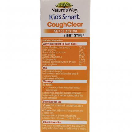 Nature's Way Kids Smart Cough Clear Triple Action Night Syrup