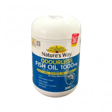 Nature's way Odourless Fish Oil 1000mg (200 viên) - Dầu cá thiên nhiên không mùi