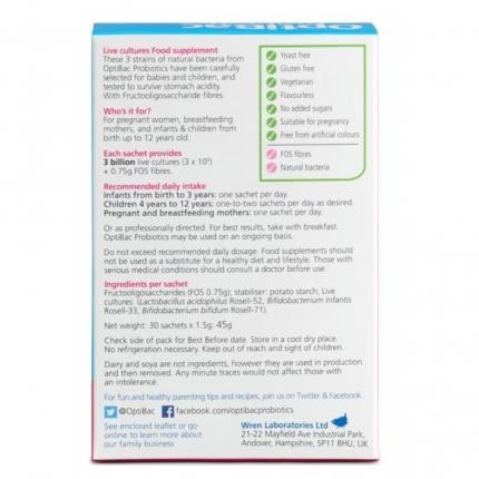 Mặt sau OptiBac Probiotics For your child's health