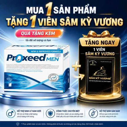 Proxeed Men (Hộp 30 gói) - Cải thiện chất lượng tinh trùng (Tặng 1 viên Sâm Kỳ Vương)