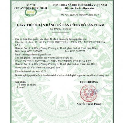 Giấy đăng ký công bố sản phẩm Safvex