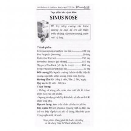Hướng dẫn sử dụng Sinus Nose (30 viên) – Hỗ trợ sức khỏe đường hô hấp