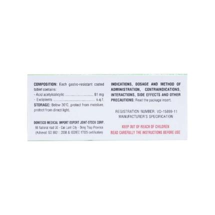 Thuốc Aspirin Domesco (81mg) Phòng Ngừa Nhồi Máu Cơ Tim, đột Quỵ (3)