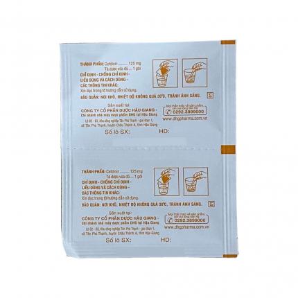 Mặt sau vỉ thuốc Cefdinir 125mg - HV