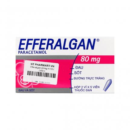 Thuốc đặt Efferalgan (80mg) - Điều trị giảm đau, hạ sốt hộp 10 viên