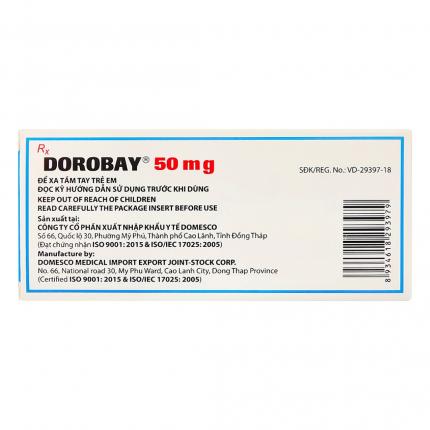Mặt sau thuốc Dorobay 50mg