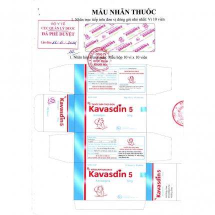 Thuốc Kavasdin 5 - Điều trị tăng huyết áp, đau thắt ngực