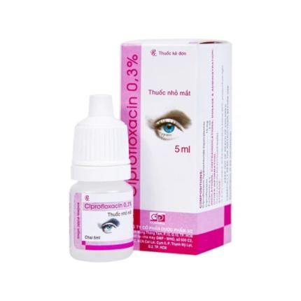 Thuốc nhỏ mắt Ciprofloxacin 0,3% - Điều trị viêm giác mạc
