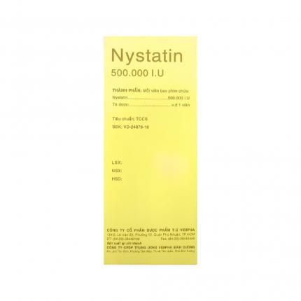Thuốc Nystatin 500.000IU Vidipha - Phòng và điều trị nấm Candida hộp 80 viên
