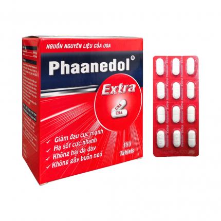 Thuốc Phaanedol Extra - Hạ sốt, giảm đau nhức đầu, đau bụng kinh hộp 180 viên