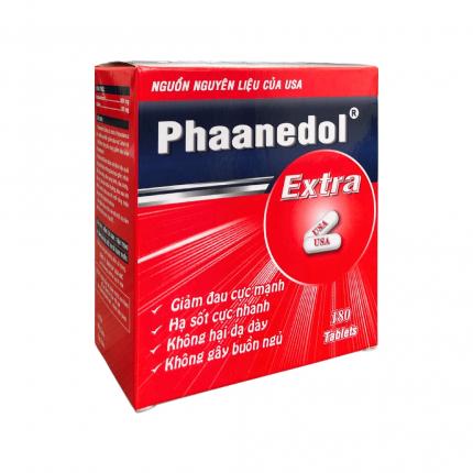 Thuốc Phaanedol Extra - Hạ sốt, giảm đau nhức đầu, đau bụng kinh hộp 180 viên