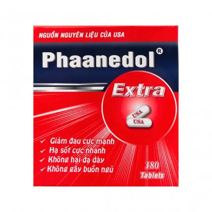 Thuốc Phaanedol Extra - Hạ sốt, giảm đau nhức đầu, đau bụng kinh hộp 180 viên