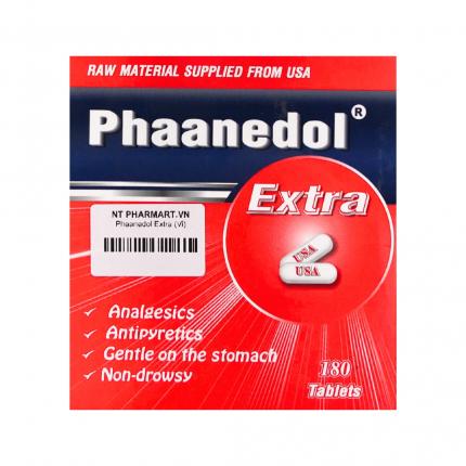 Thuốc Phaanedol Extra - Hạ sốt, giảm đau nhức đầu, đau bụng kinh hộp 180 viên