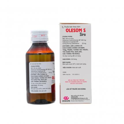 Mặt sau Siro Olesom S Trị Ho Có Đờm, Viêm Phế Quản 100Ml