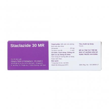 Mặt bên thuốc Staclazide 30mg Điều Trị Tiểu Đường Tuýp 2