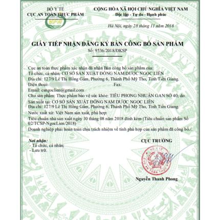 Giấy đăng ký công bố sản phẩm