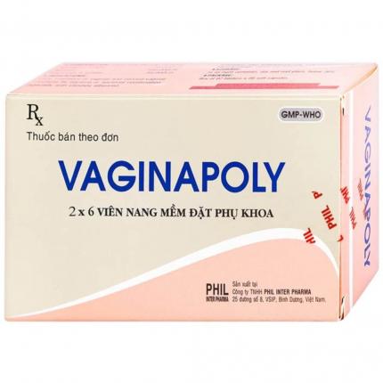 Vaginapoly hộp 2 vỉ x 6 viên nang mềm đặt phụ khoa Phil