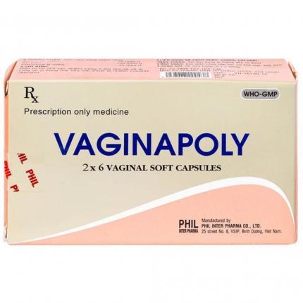 Vaginapoly hộp 2 vỉ x 6 viên nang mềm đặt phụ khoa Phil