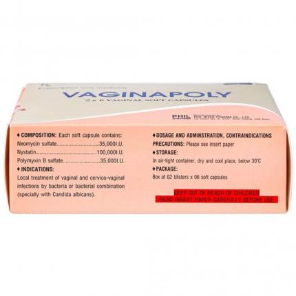Vaginapoly hộp 2 vỉ x 6 viên nang mềm đặt phụ khoa Phil
