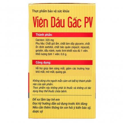 Viên Dầu Gấc PV chai 60 viên giúp làm sáng mắt, giảm khô mắt 3
