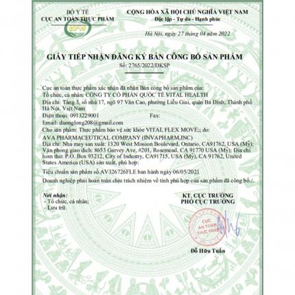 Giấy đăng ký công bố sản phẩm Vital Flex Move