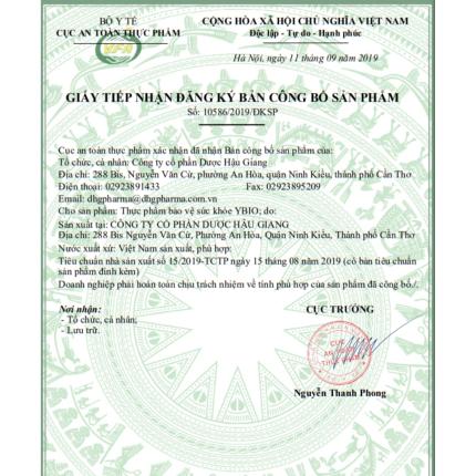 Giấy đăng ký công bố sản phẩm Ybio