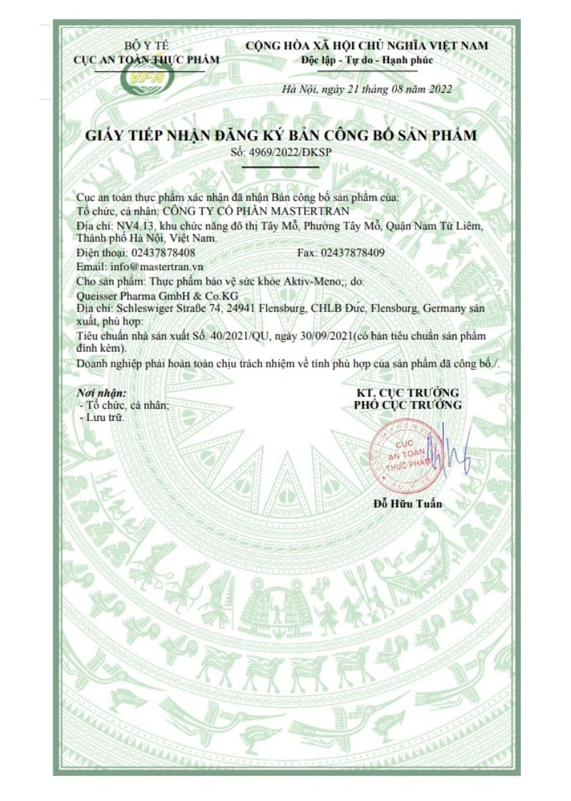 Bản công bố sản phẩm của Aktiv - Meno (H30) HCM