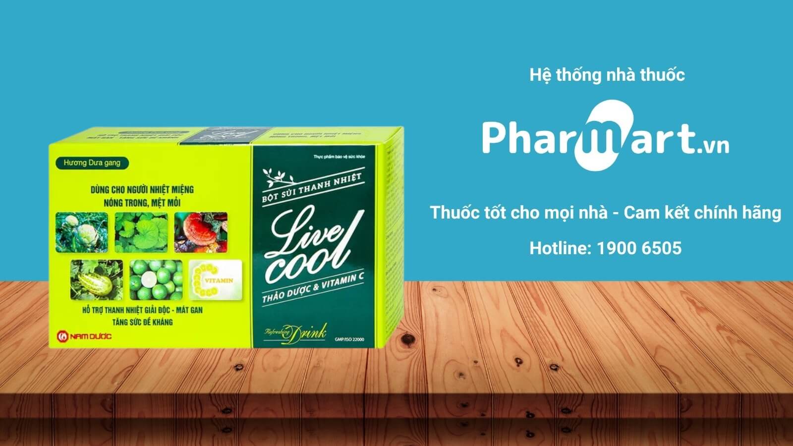 Bột sủi thanh nhiệt Livecool – Hương dưa gang hiện đang được bán tại Nhà thuốc Pharmart.vn