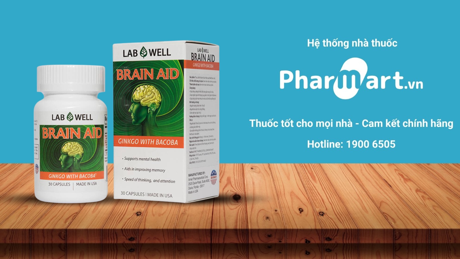 Viên uống bổ não Brain Aid hiện đang được phân phối tại Pharmart.vn