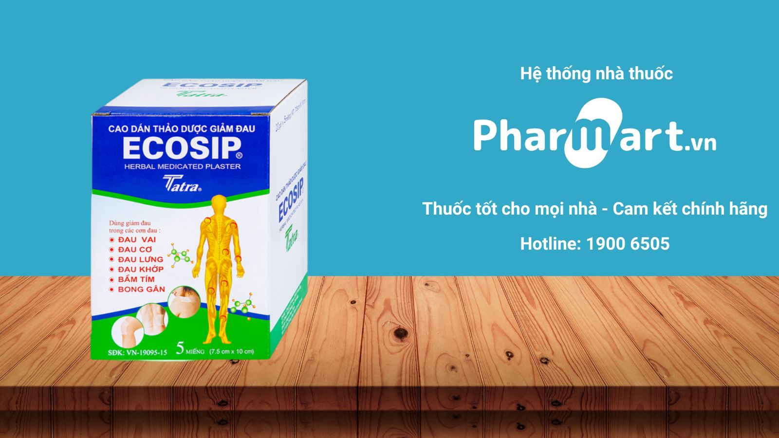Cao dán thảo dược Ecosip đang được bán chính hãng tại Nhà thuốc Pharmart.vn